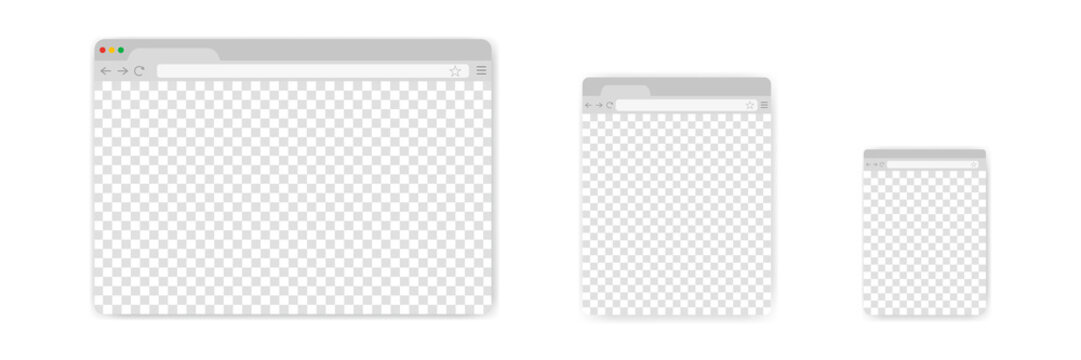Browser window , mockup. Browser in flat styl for diffrent device . smart phone, tablet and desktop computer. Mockup for web site design. Vector illustration .