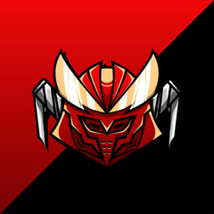 samurai robot head vector character