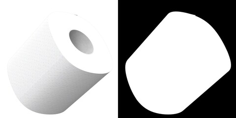 3D rendering illustration of a toilet paper roll