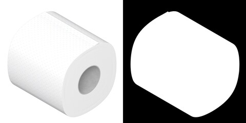 3D rendering illustration of a toilet paper roll