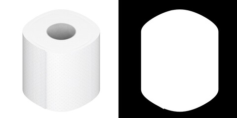 3D rendering illustration of a toilet paper roll