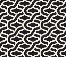 Vector seamless pattern. Repeating abstract geometric elements. Stylish monochrome background design.