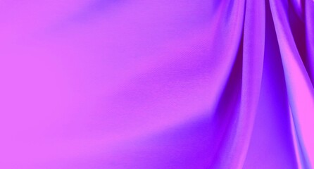 Fototapeta na wymiar Lilac silk fabric for the background. Satin, silk or satin create a beautiful drapery. Fashionable design.