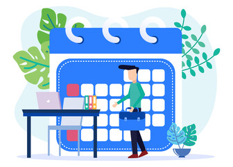 Illustration vector graphic cartoon character of agenda and schedule of events on the calendar