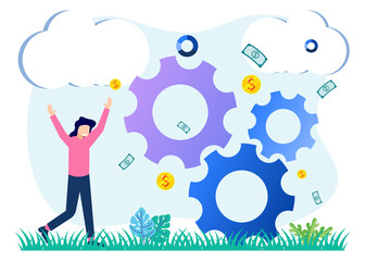 Illustration vector graphic cartoon character of dynamic job success