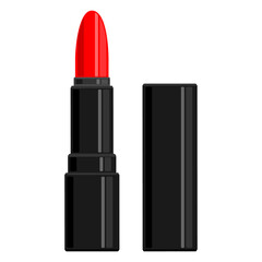 red lipstick cartoon style isolated white background - obrazy, fototapety, plakaty