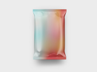  clean  gradient Foil plastic bags  3d render.	
template mockup