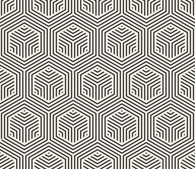 Vector seamless pattern. Repeating abstract geometric elements. Stylish monochrome background design.
