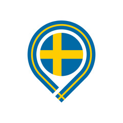 sweden flag map pin icon. isolated on white background