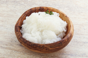 Glass asian noodles in the bowl