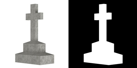3D rendering illustration of a tombstone