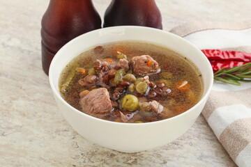 Soup with lentil and chicken