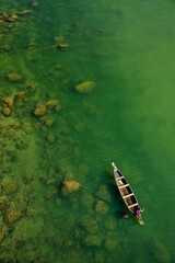 Crystal clear water of Umngot River near Dawki in Meghalaya