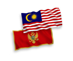 Flags of Montenegro and Malaysia on a white background