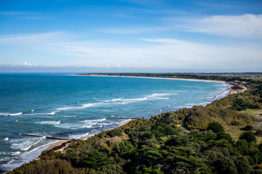 Coastline and seascape view from the Whale lighthouse, in Re island
