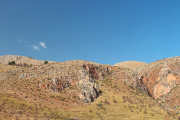 Hill landscape in Riserva dello Zingaro, Sicily, Italy.