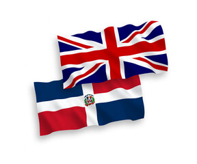 Flags of Great Britain and Dominican Republic on a white background