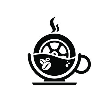 Coffee and Tire Logo can be use for icon, sign, logo and etc