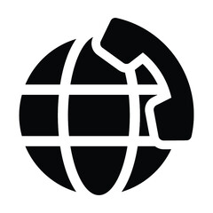 Globe and phone icon global client support call Icon