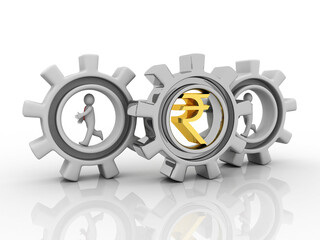3d illustration Business Network with rupee sign
 

