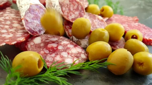 sausage with mold on old background