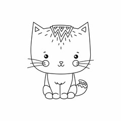 Cute cat coloring page for children's coloring book vector