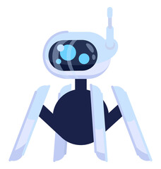 Autonomous robot with sensors and camera semi flat RGB color vector illustration. Robot design and construction. Innovative robotic technology isolated cartoon character on white background