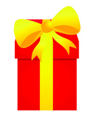 Red gift with a yellow bow
