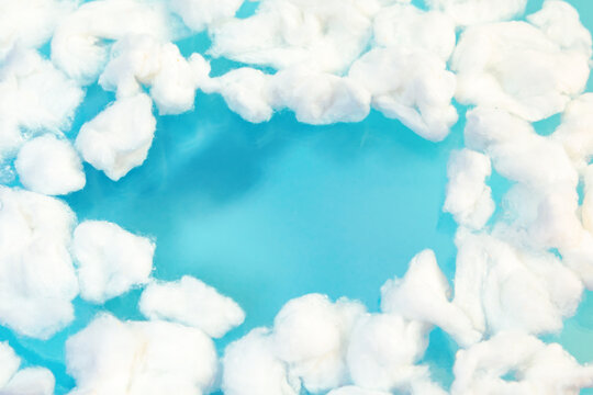 Colorful Cotton Balls on Blue Background Stock Photo - Image of