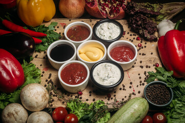 fresh vegetables on a wooden table