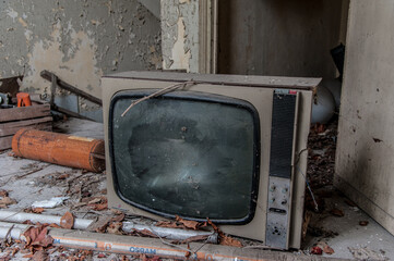 February 2022, old disused television set in an abandoned asylum