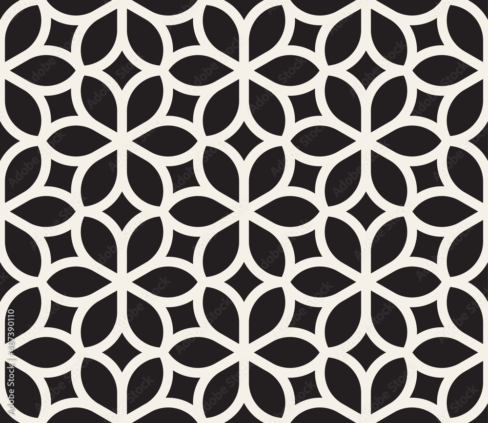 Wall mural vector seamless pattern. repeating abstract geometric elements. stylish monochrome background design