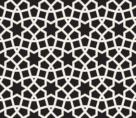 Vector seamless pattern. Repeating abstract geometric elements. Stylish monochrome background design.