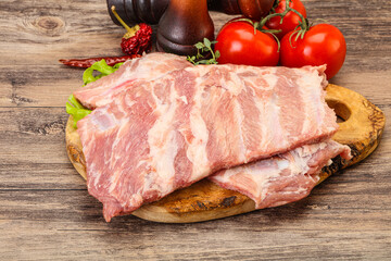Raw pork ribs for cooking