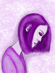 A girl in profile with lowered shoulders