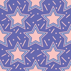 Papier Peint photo Pantone 2022 very peri Pink stars on a very peri blue background. Trendy seamless pattern in Y2K style. Print can be used for fabric, wallpaper, and wrapping paper design. Colorful background: glamour funky party decor. 