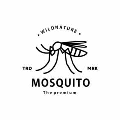 vintage retro hipster mosquito logo vector outline monoline art icon