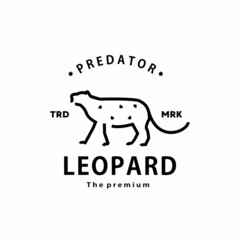 vintage retro hipster leopard logo vector outline monoline art icon