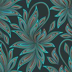 Aluminium Prints Boho Style Seamless turquoise dotted pattern with paisley. Traditional ethnic ornament. Vector print. Use for wallpaper, pattern fills,textile design.