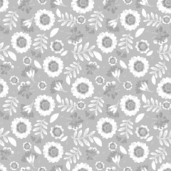 Retro seamless pattern. Floral ornament. Watercolor monochrome flowers. Background for packaging, wrappers, textiles, postcards..Printing on fabric and paper.