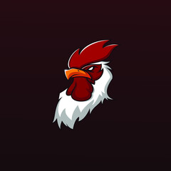 Rooster lhead mascot logo 
