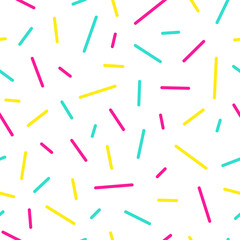 Bright chaotic lines seamless pattern in memphis style