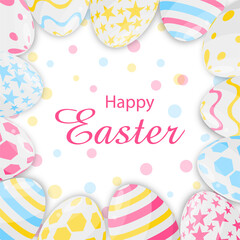 Easter greeting card with colorful eggs