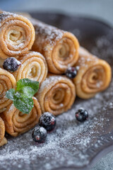 Thin pancakes. Shrovetide holiday on the table. High quality photo