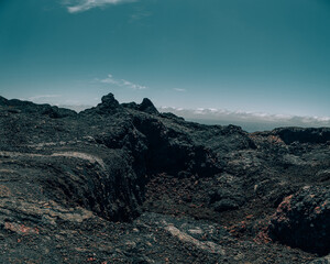 Obraz premium Volcanic landscape on Volcano Chico, Isla Isabela in the Galapagos Islands, Ecuador
