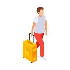 Suitcase Tourist Isometric Composition