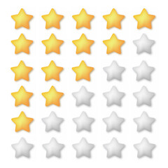 3d 5 star review. service rate or quality feedback sign. Vector