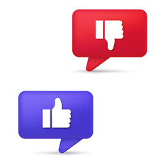 3d like and dislike bubbles. Vector