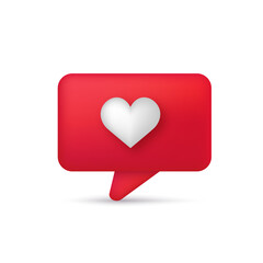 3d red heart bubble chat message. Vector