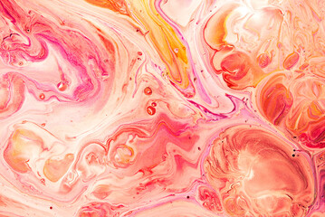 Abstract Pink Acrylic pour Liquid marble surfaces Design.